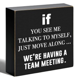 YROVWENQ Funny Black Wooden Box Sign - Cute Office Desk Decorations Sign Gifts for Women Coworker Colleague Friends and Employees - Suitable for Home Office Bar Table Shelf