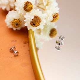 Tuscany Silver Women's Sterling Silver Cubic Zirconia 5 mm Round Disc Stud Earrings