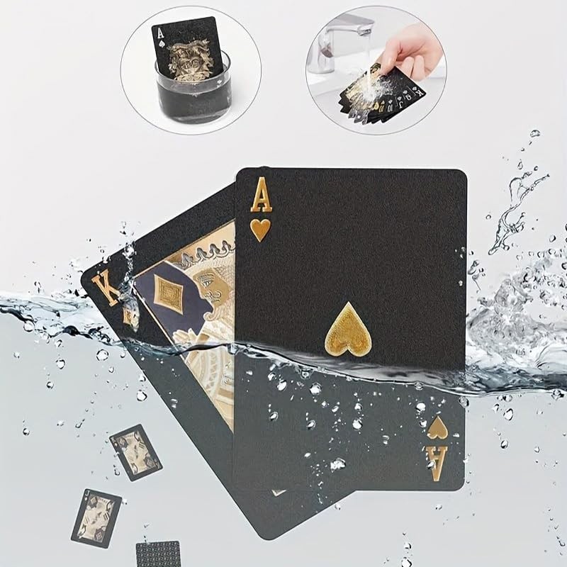 PMLAND Black - Gold Waterproof Playing Poker Cards - Poker