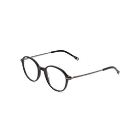 Calabria Ernest 4855 Round Blue Light Filter Reading Glasses +1.75 Gloss Black Gun Metal/Striped White Green Tips Men Women