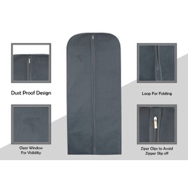 Wedcova Suit Covers for Men | Hanging Garment Bags | Travel Blazer & Jacket Bag | Clothes Storage Cover with Zipper | Suits Carrier Moth Proof Protector | (24'' x 54'') | Pack of 1 | Grey