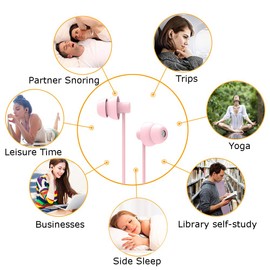 Auriculares insonorizados para dormir, auriculares suaves con aislamiento de ruido para dormir, noche, insomnio, dormir de lado, ronquidos, viajes, meditación y relajación (rosa claro)