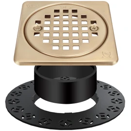 Yaseingoo New 4 Inch Shower Floor Drain Grate Kit Champagne Bronze - Compatible with Schluter Kerdi-Drain Flange, with Adjustable Collar, Removable Square Replacement Set, SUS304 Stainless Steel Grate