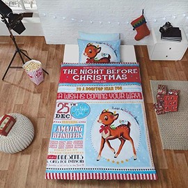 Rapport Home Night Before Christmas Duvet Set, Polyester-Cotton, Multi-Colour, Single