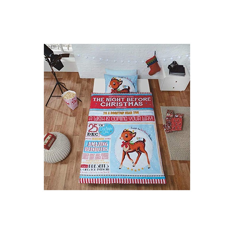 Rapport Home Night Before Christmas Duvet Set, Polyester-Cotton, Multi-Colour, Single