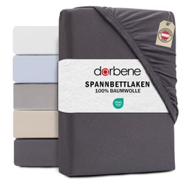 DarBene® Fitted Sheet 180 x 200 cm Jersey Cotton, Flat Sheet 180 x 200, Sheet, Mattress Cover Oeko-Tex Certified Fitted Sheet 180 x 200 cm, Fitted Sheet 180 x 200 cm, Duvet Cover, Anthracite