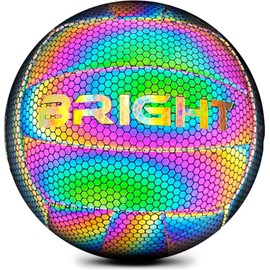 BRIGHT The Luminous Volleyball | Reflective | Holographic | Glow in The Dark Volleyball | for All Ages | Unisex | White/Black/Pink/Blue/Yellow | Size 5