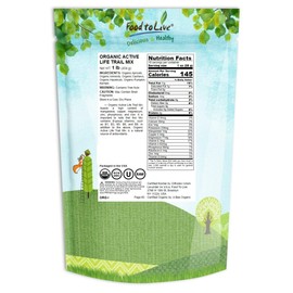 Organic Active Life Trail Mix, 1 Pound — Raw and Non-GMO Snack Mix Contains Cashews, Pumpkin Seeds, Apricots, Hazelnuts, Almonds. Vegan Superfood, Kosher, No Added Sugar, Bulk