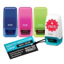 Guard Your ID Identity Protection Stamp Roller, Deluxe Multi-Color 4-Pack