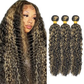 TARPION Color #27 Bundle P1B27 Water Wave Human Hair Bundles Two Tone #1B Black Mixed With #27 Honey Blonde Wet and Wavy Bundles Human Hair 16 18 20 Inch