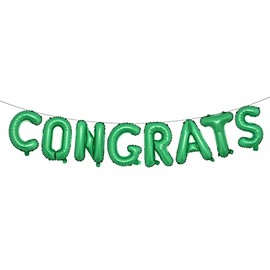 16 inch multicolor Congrats Letters Banner Gold Graduation Party Decorations Supplies (CONGRATS Green)