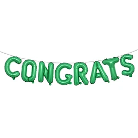16 inch multicolor Congrats Letters Banner Gold Graduation Party Decorations Supplies (CONGRATS Green)