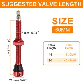 sourcing map 2pcs Tubeless Valve Stems 60mm Aluminum Alloy Tubeless Valve Removal Caps with 4 Hole Super Light No Leak Durable Fit Most Bicycle Tubeless Rims, Red