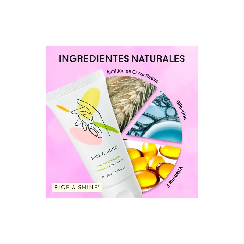Rice&shine Crema De Manos Hidratante Con Aceite De Arroz50ml