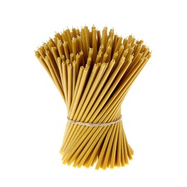 Danilovo Pure Beeswax Candles - No-Drip, Smoke-Less, Tall, Thin Taper Candles – Decorative Candles for Church Prayer, Decor or Birthday Candles – Honey Scented Candles – 10.4”x0.28” (Yellow, 200pcs)