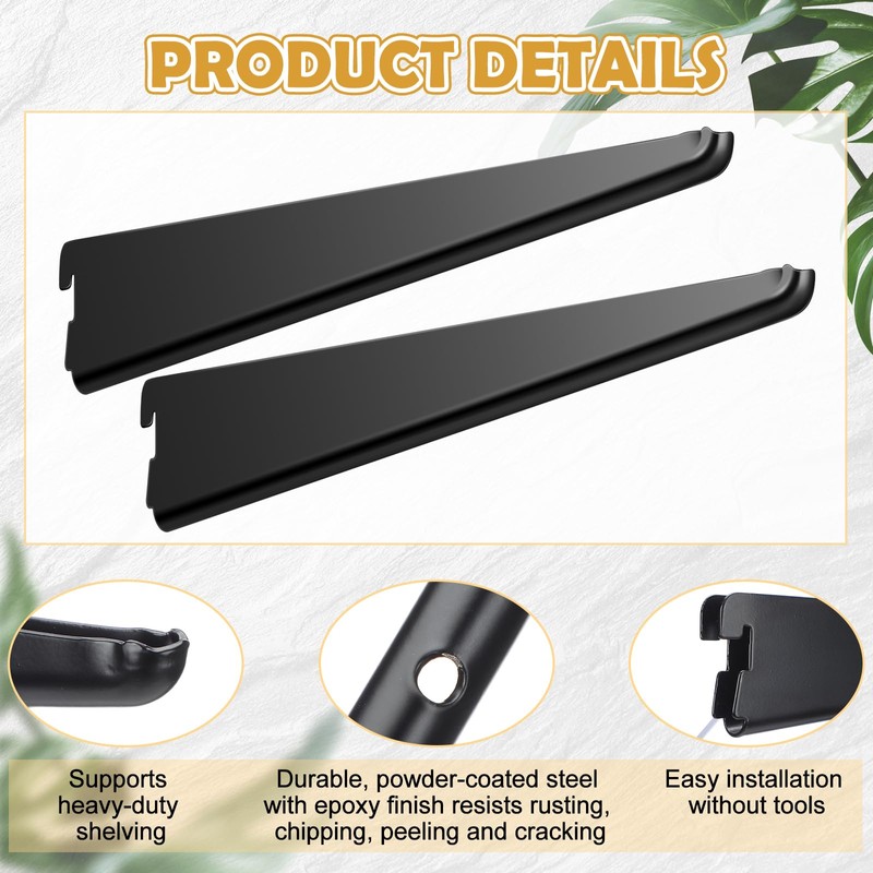 Yalikop 10 Pack Adjustable Shelf Brackets for Double Track System