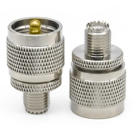 Ahoaepy 2PCS Mini UHF Adapter, Mini PL259 Female to SO239 Male Coax Connector, Low Loss Mini SO239 PL259 Antenna Adapter for Antenna, Analyzer, Broadcast, LMR