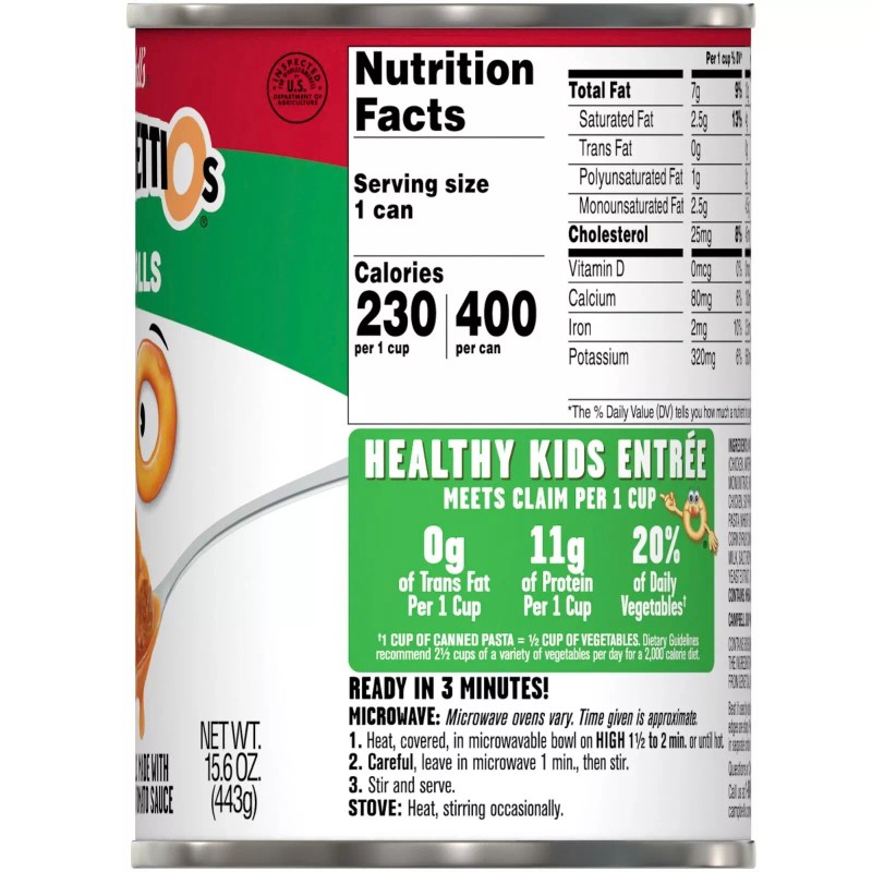 SpaghettiOs Canned Pasta with Meatballs 15.6 oz x 3 Cans