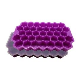 Gadgetime USA 2 pack Honeycomb ice tray with Cover - Fun Shaped Mold for Freezer, Cocktails - Stackable, BPA & Odor Free - Silicone - Purple