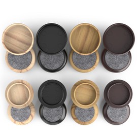 Medipaq Premium Felt Castor Cups for Wooden Floors & Smooth Surfaces - 4x Small 44mm diameter Solid Brown - Chair Leg Floor Protectors - Castors for Furniture - Furniture Cups