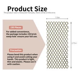 150pcs 304 Stainless Steel weep Hole Covers for Brick Walls,Hole Covering for Walls,2.75" Covers Can Be Cut or Stacked to Fill Different Size,Brick weep Hole Screens (150)