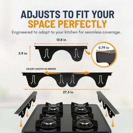 Linda’s Essentials Stainless Steel Stove Gap Covers (2 Pack) Adjustable Length 13.8" to 27.5" Stove Gap Covers Stainless Steel, Steel Adjustable Stove Gap Covers, Counter, Oven & Stove Gap Filler