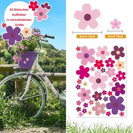 Aufkleber Set Blumen 70 Blümchen, Fahrrad Aufkleber Sommer Blumen Auto Sticker Dekoration für Fahrrad Laptop Auto Motorrad Handy Notizbuch, wasserfeste Sticker Outdoor (2 Stück)