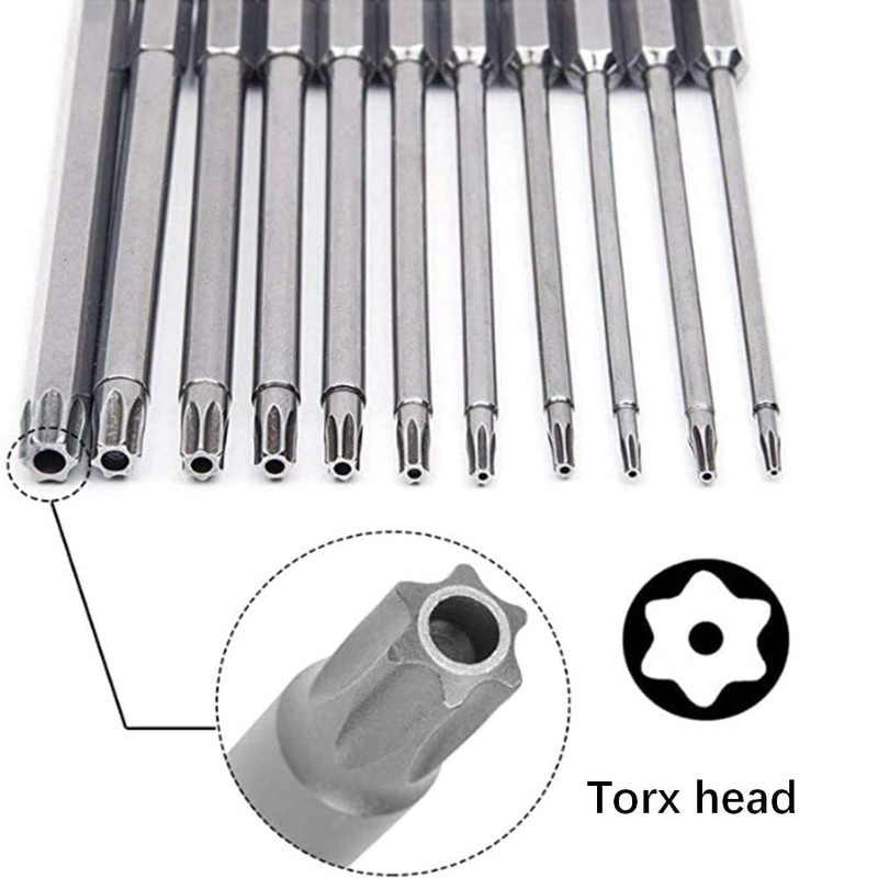 Fixinus 11 Piece Torx Head Screwdriver Bit Set, Magnetic 1/4