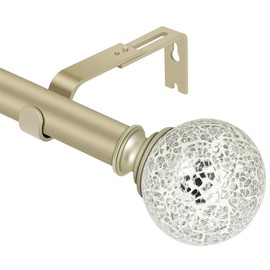 curtain rod 72-144 inch,1 inch Decorative,Champagne Gold Mosaic Round Finial