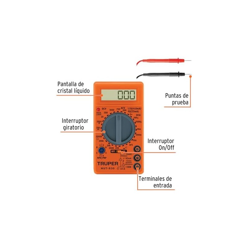 Truper MUT-830, Multímetro digital escolar