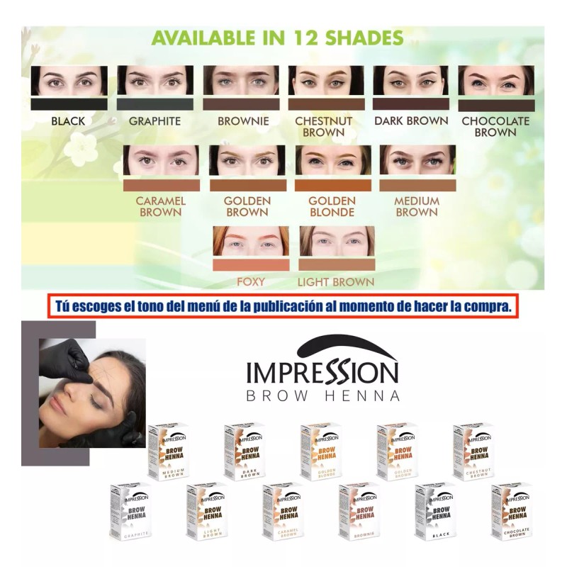 Impression Kit Henna Cejas Hd Tipo Microblading Semipermanente Tonos