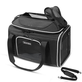 Petskd Top-Expandable Pet Carrier 17x11x11 Inches Delta American United Airline Approved, Soft-Sided Carrier for Small Cats and Dogs with Locking Safety Zippers and Anti-Scratch Mesh(Black)