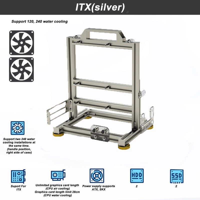 Aluminum Alloy Open Case Gaming Computer Chassis Desktop Bracket Water