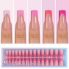 Misssix XBASICTIPS Uñas postizas francesas rosas, 150 unidades, largas y