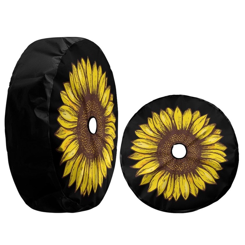 Foruidea Retro Sunflower Spare Tire Cover with Backup Camera Hole