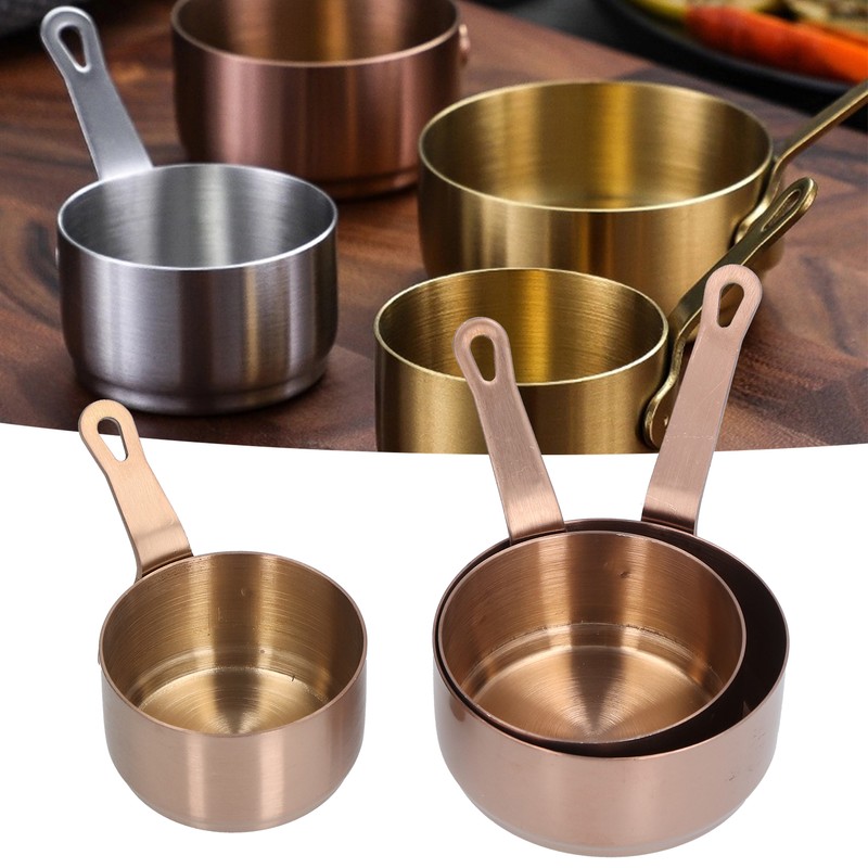 3pcs Sauce Cups Stainless Steel Sauce Dish with Handle for