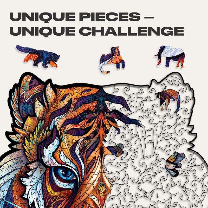 UNIDRAGON Wooden Jigsaw Puzzles - Lovely Tiger, 273 pcs, King