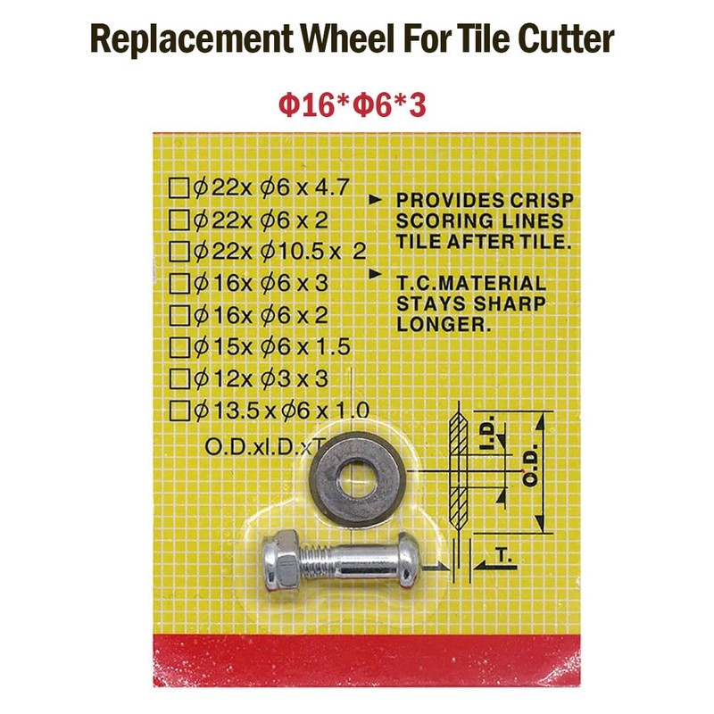 Tile Cutting Wheels, 16x6x3mm Metal Alloy Cutting Replacement Wheel with