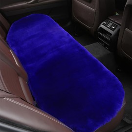 OGLAND Fluffy Genuine Australia Sheepskin Car Seat Cover for Auto Fur Interior Accessories with Soft Fuzzy Wool Non-Slip (Blue, Back)