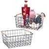 LeleCAT Wire Baskets with Wooden Handles Wire Storage Organizer Bin