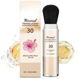 Mineral Sunscreen Setting Powder, SPF 30- Protect Face and Scalp, Oil Control Setting Powder, Lightweight Long-lasting Breathable, Mineral Based Travel Size Sunscreen with Brush for All Skin Types
