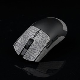 Hokeyio Gamer Mouse Grip Tape Sticker for Razer Viper V3 Non Slip Suck Sweat Pre Cut Easy Install PC Gaming Black White 0.4mm