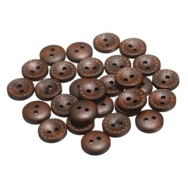 HARFINGTON 30pcs 20L Wooden Sewing Button 1/2"(13mm) 2 Holes Wood Round Craft Replacement Buttons for Sewing Clothing Pillow DIY Crafts Decoration, Medium Brown