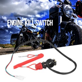 killswitch Duokon 22 mm 7/8 Inch 12 V DC Motorcycle Boat Outboard Motor Kill Stop Switch W/Tether Lanyard Cord Black + Red Plastic