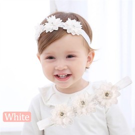 2 Pcs Baby Girls Headband with Grosgrain Ribbon Baby Girl Flower Headbands Newborn Toddler Elastic Hairbands for Babies Toddlers Infant Girls Gift Photography