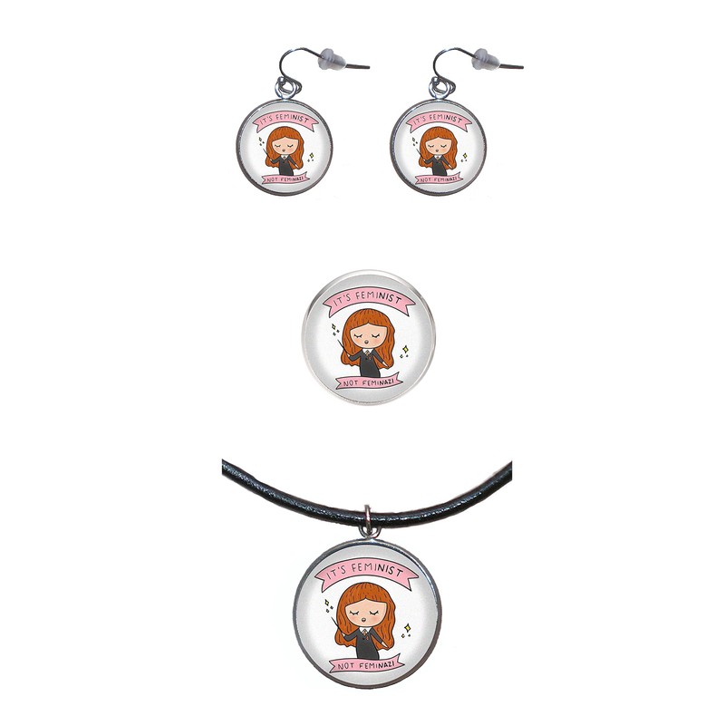 Verstellbarer Edelstahlring, 25mm Durchmesser, Handgemachte Illustration Girl Power 2