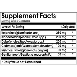 Ultimate Greens/Kelp Bladderwrack Dulse Clubmoss Irishmoss Gentian // 90 Capsules // Pure // by PureControl Supplements