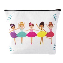 JEFBFBWE Ballerina Makeup Bag,Dance Recital Gifts for Girls,Cute Ballet Dancer Makeup Bag for Little Girls and Teenagers,Soft Cotton and Linen Fabric,Durable and Easy to Clean