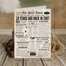 mmuue Big 18th Birthday Card for Son Daughter, Jumbo 18 Birthday Gifts for Her Him, Retro 18th Birthday Decorations for Girls Boys, Gifts for 18 Year Old Friend