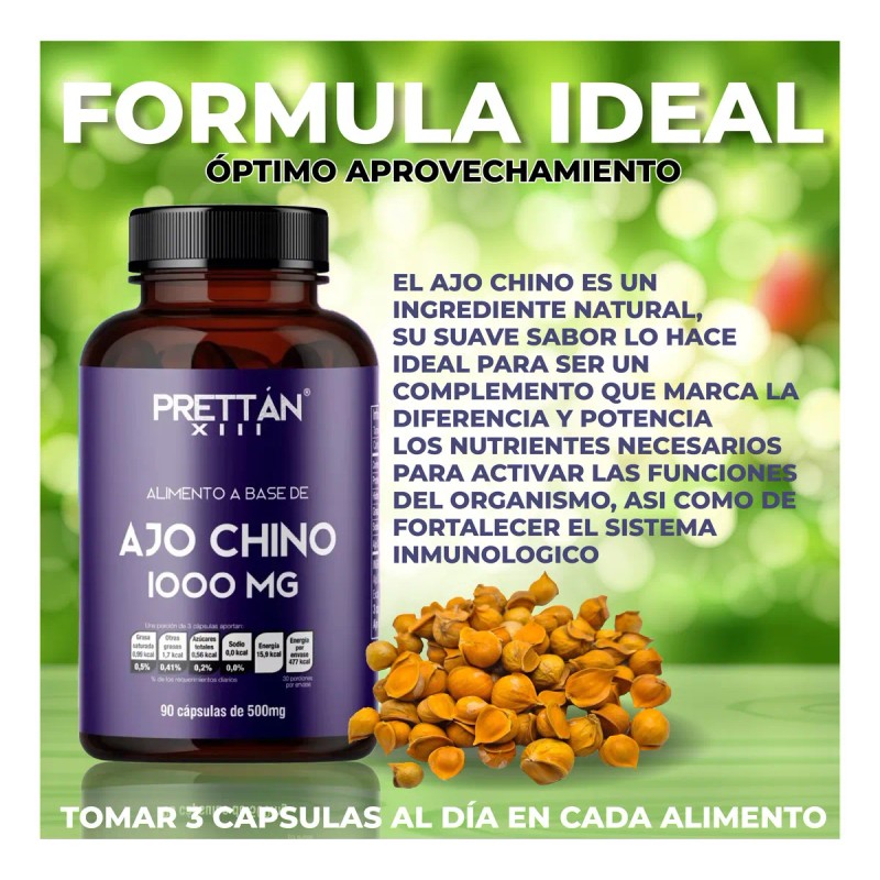 Ajo Chino Suplemento Alimenticio 500mg 90 Capsulas Prettan